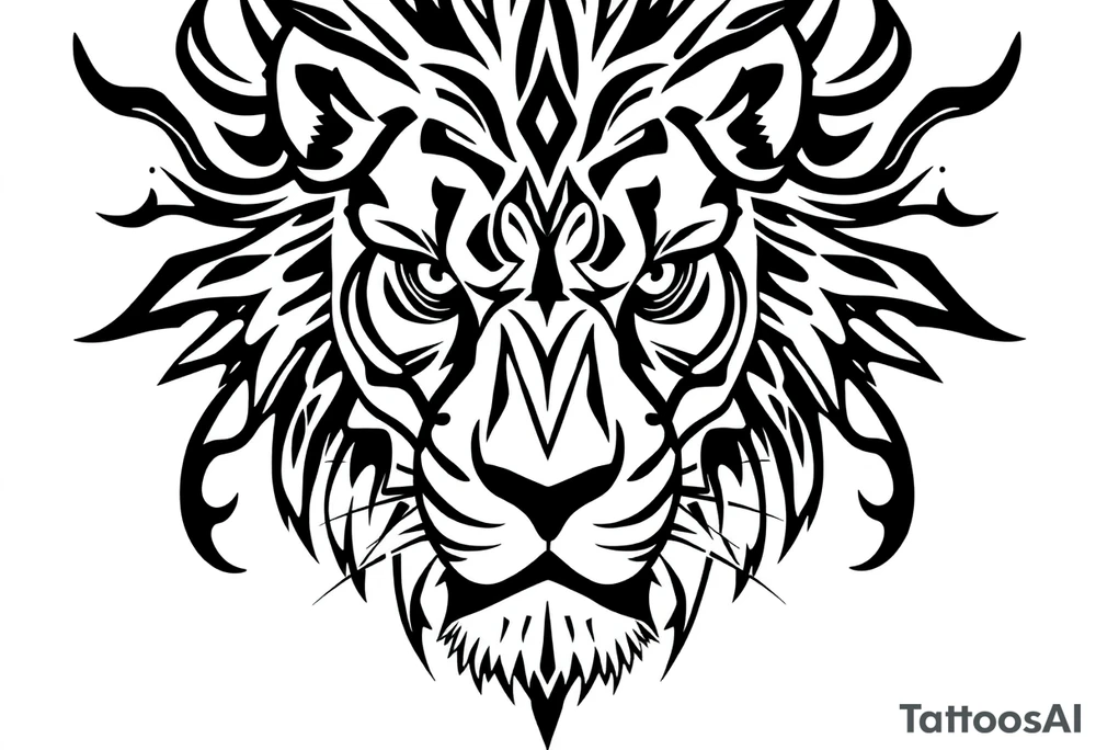 powerful majestic lion, close-up tattoo idea