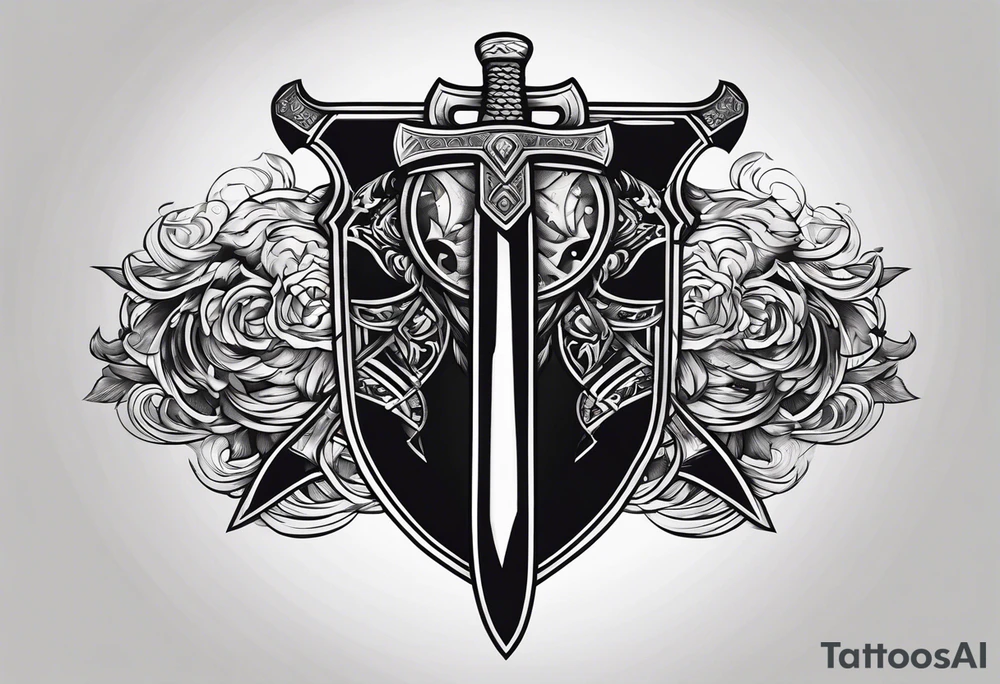 Valhalla sword shield axe tattoo idea
