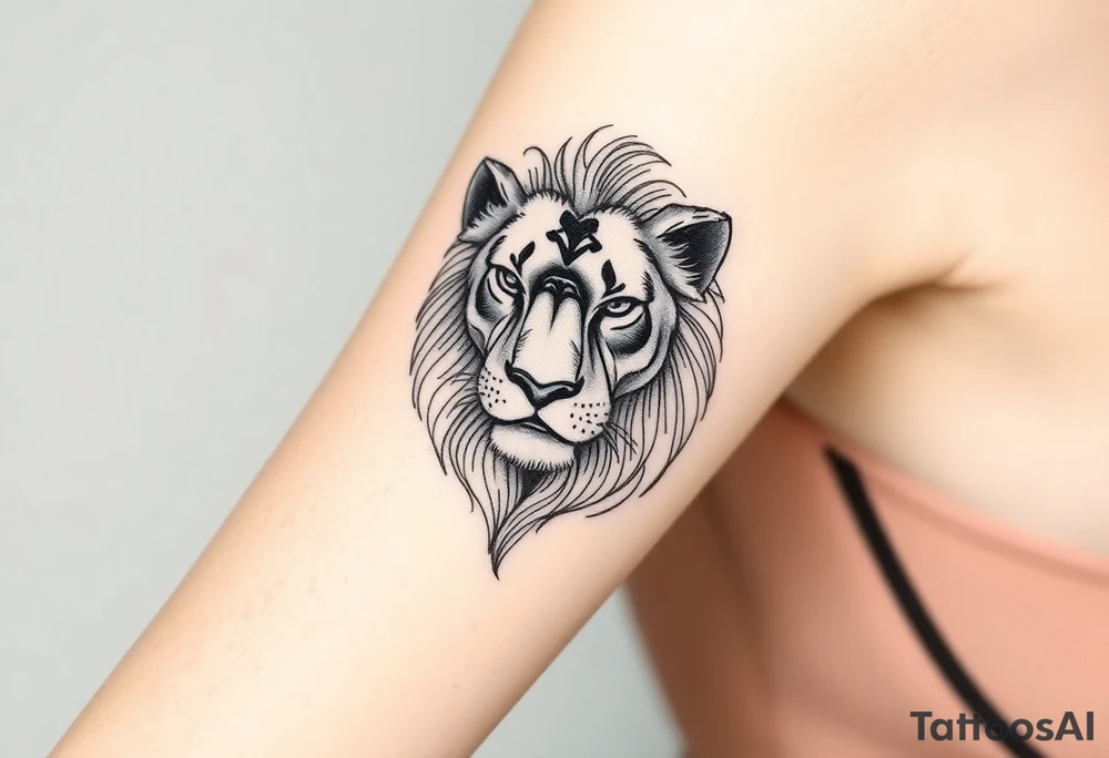 Lion face tattoo idea