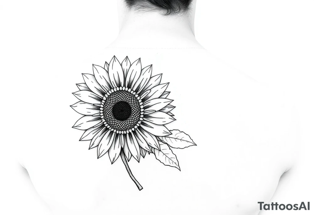 Small minimalist line art inspired by daughter Harlow and sunflower. 3x3 tattoo idea