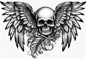 Angel wings with skull tattoo idea