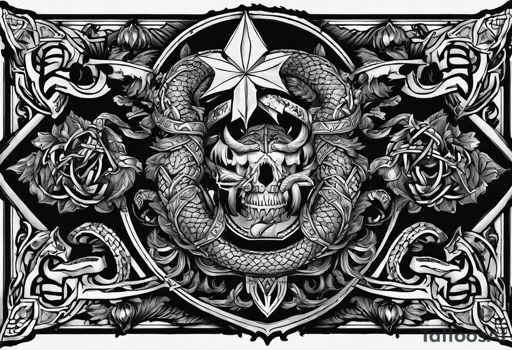 Bible verse: "Jesus replied "Behold, I give unto you power to tread on serpents and scorpions, and over all the power of the enemy: and nothing shall by any means hurt you"" tattoo idea