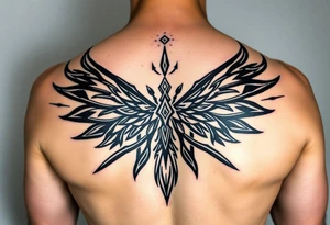 maximalist, cyber sigilism, organic touches, back tattoo, whimsical, witchy, hippie, fairy wing like, maximalistic, very very complex and big, detailed tattoo idea