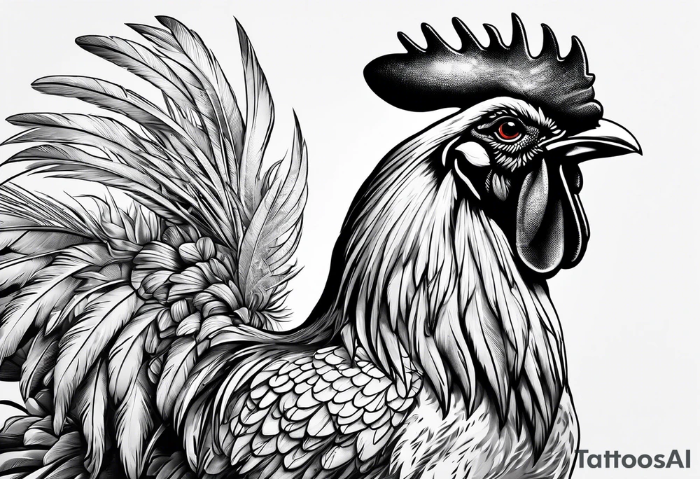 Rooster with a Machine gun tattoo idea