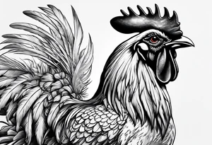 Rooster with a Machine gun tattoo idea