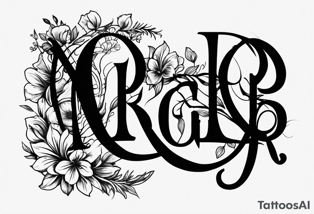 letters: "MRBG" underlined, equally separated
simple, clear, plain, unadorned, no background tattoo idea