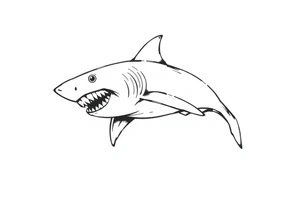 Masculine strong shark flowing tattoo idea