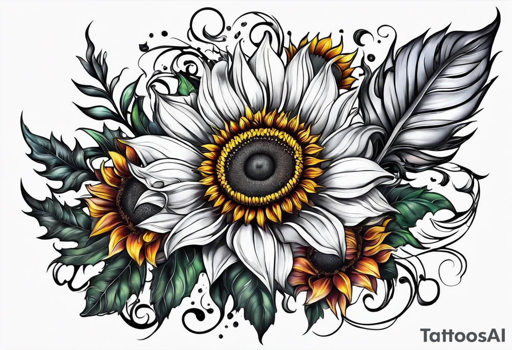 Flower fire an a sunflower tattoo idea