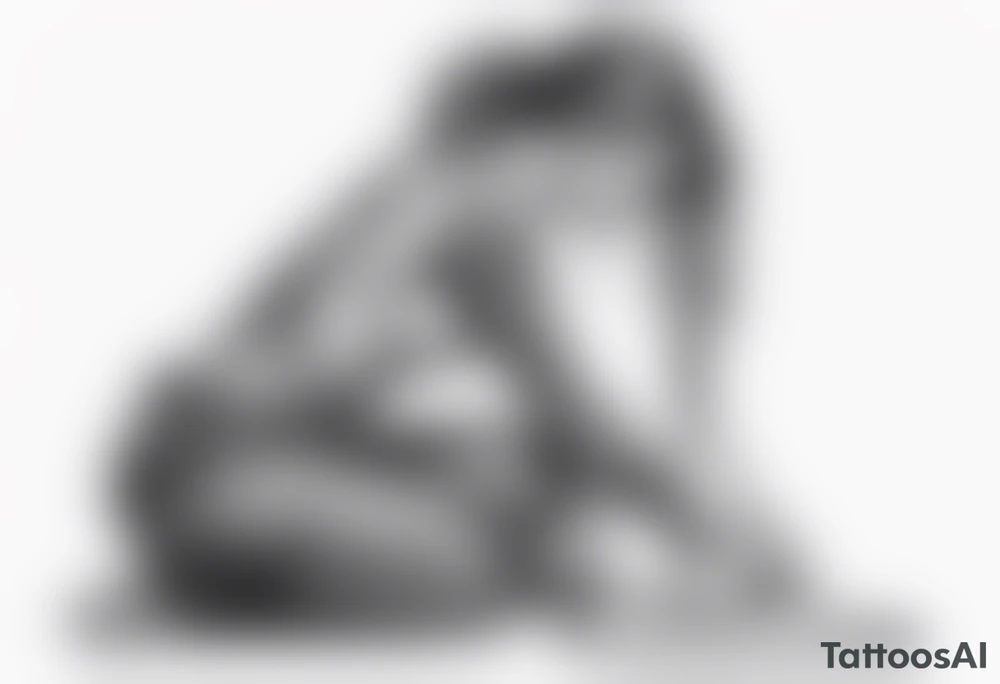 woman kneeling and tied with a rope tattoo idea