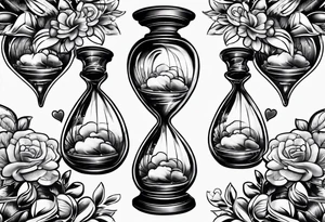 Hour glass with Brain and heart inside tattoo idea