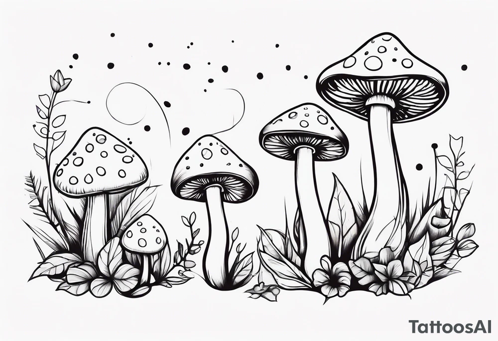 Fairy tale mushrooms tattoo idea