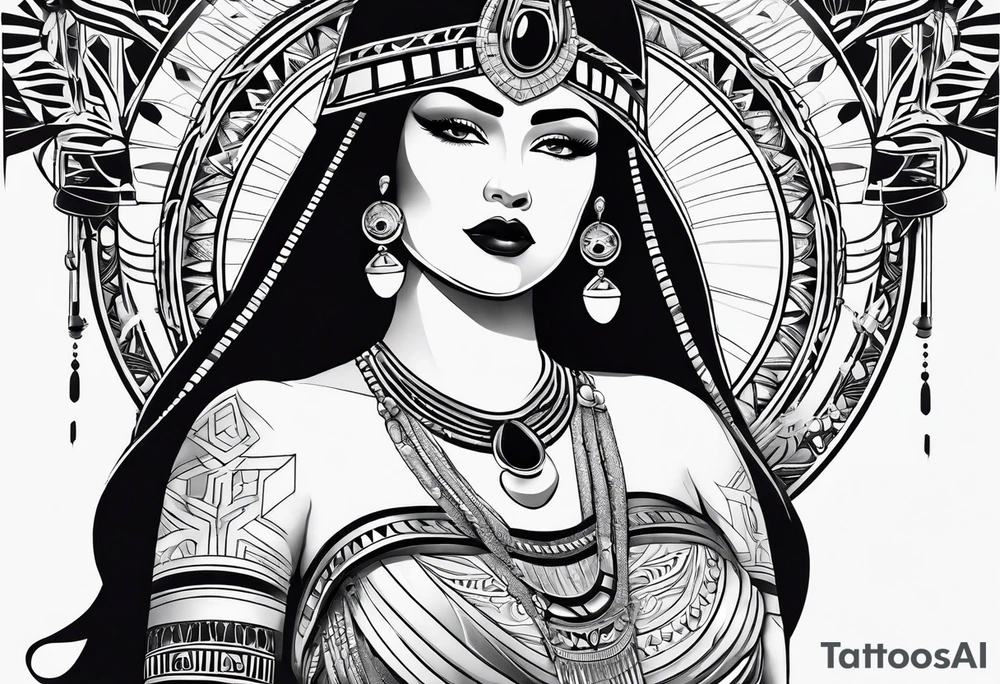 Cleopatra chest tattoo tribal tattoo idea