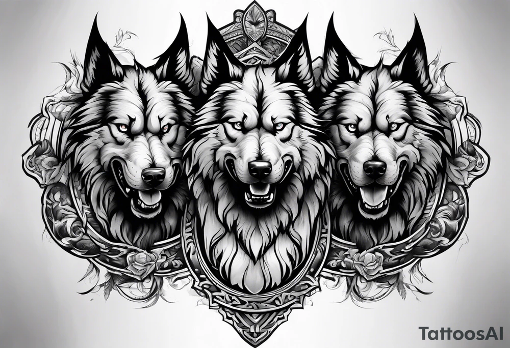angry Cerberus tattoo idea