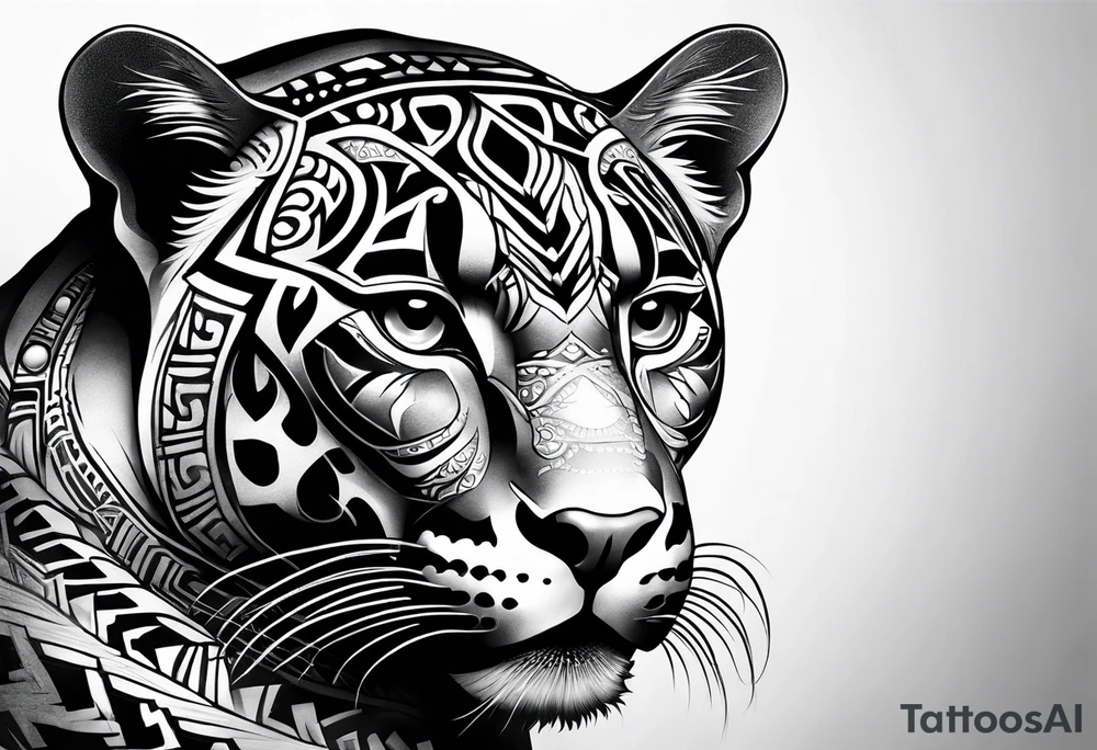 aztec black jaguar sitting tattoo idea