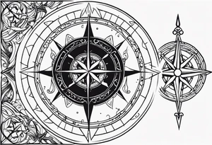 the viking compass with heart of hunger tattoo idea