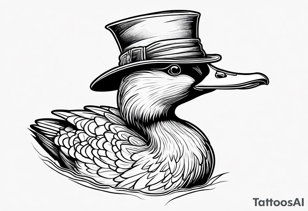 Mallard Duck with a wand and a wizard hat tattoo idea