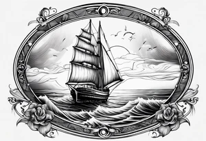 voilier avec phare marin imbriqué dans une voile. tattoo idea