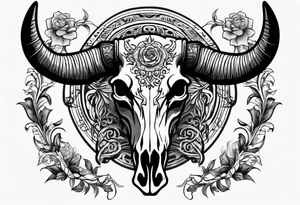 Texas Long horn skeleton with IR on the forehead tattoo idea