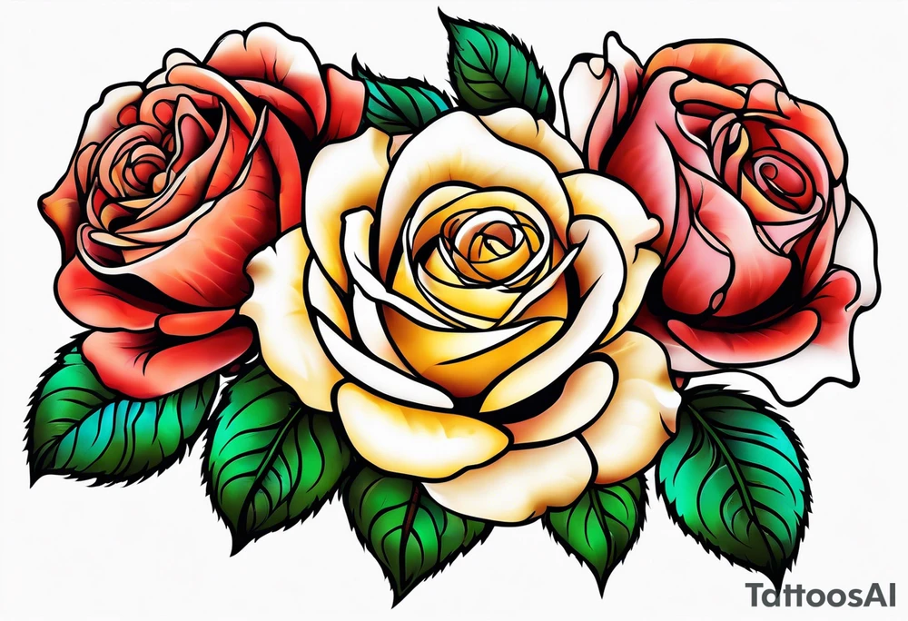 old school roses tattoo idea
