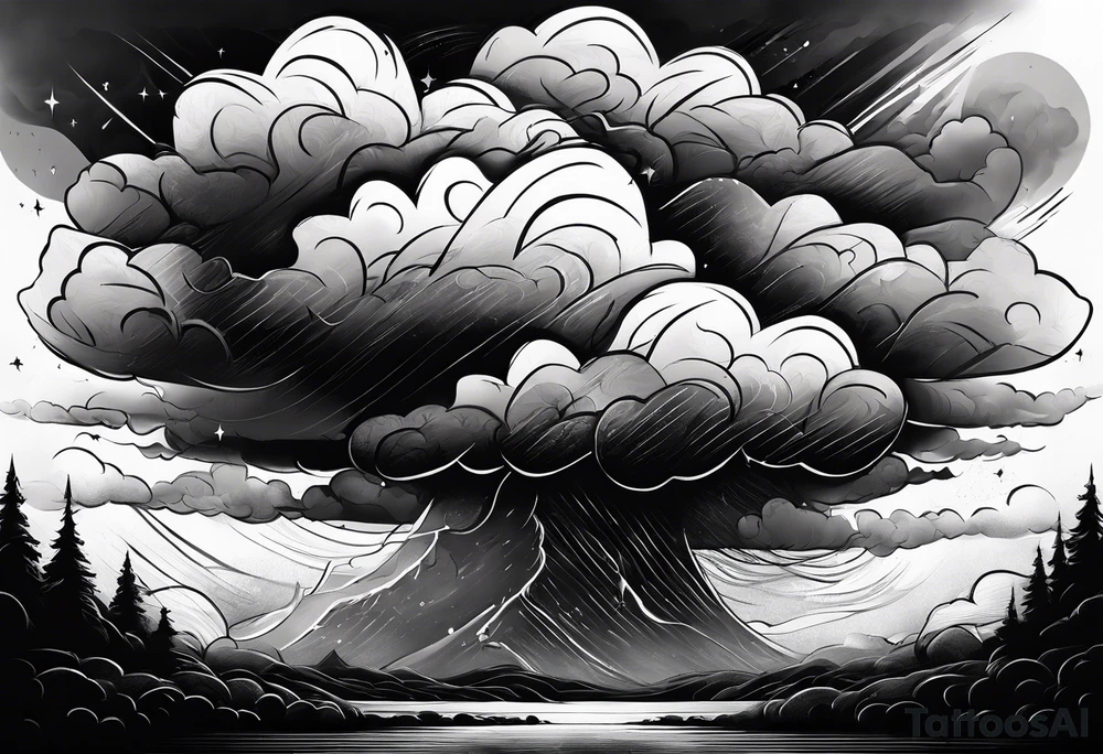 Heavy dark storm clouds tattoo idea