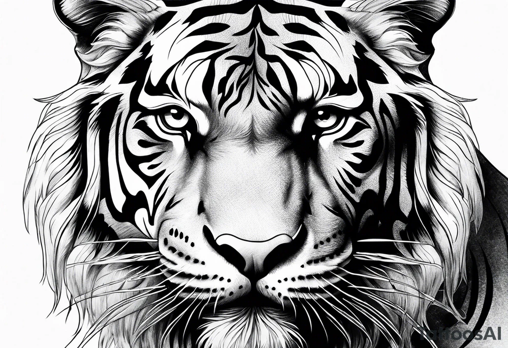 Tiger with a bull tattoo idea