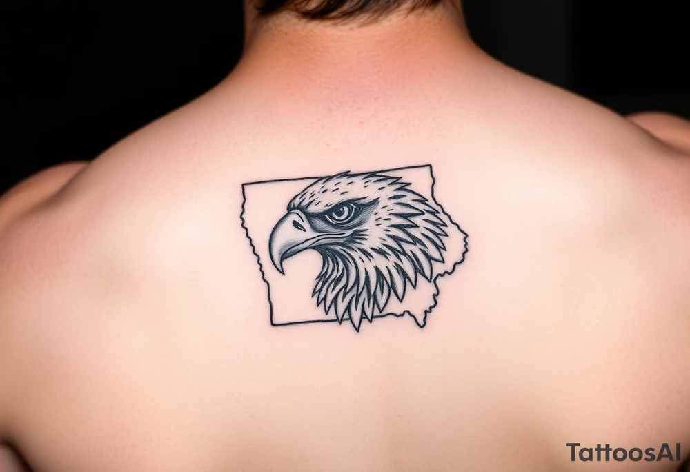 Hawk face inside the state of Iowa tattoo idea