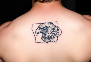 Hawk face inside the state of Iowa tattoo idea