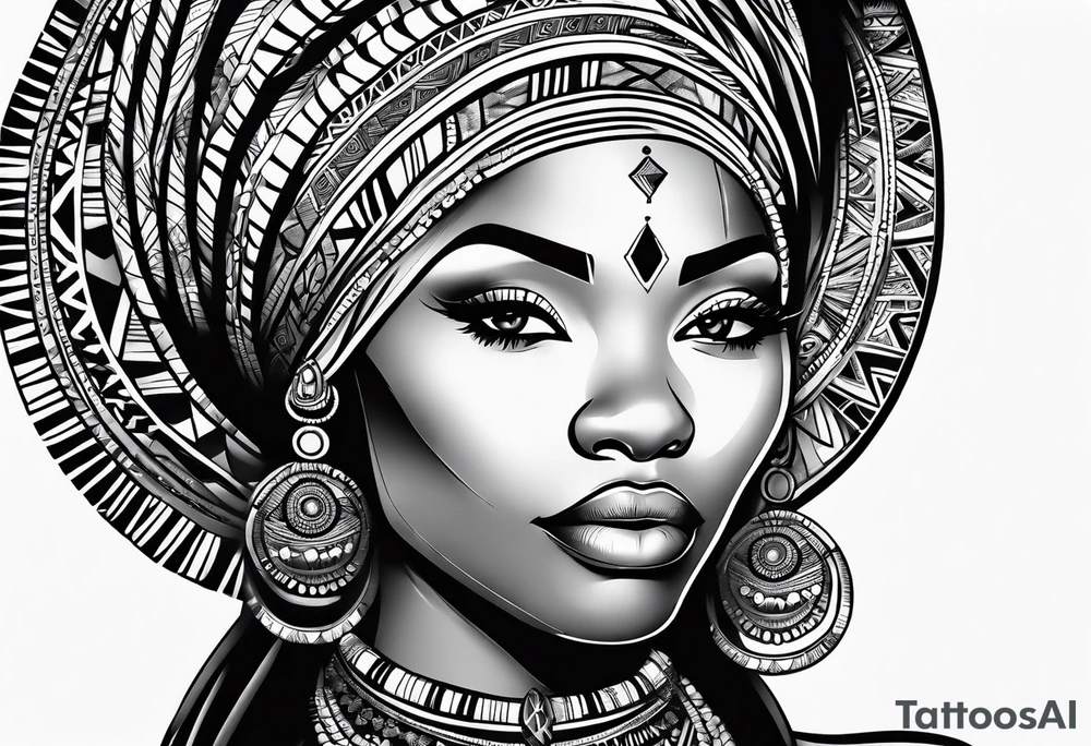 African tribal woman tattoo idea