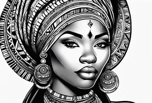 African tribal woman tattoo idea