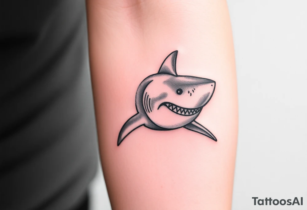 powerful  small great white shark moving forward tattoo tattoo idea