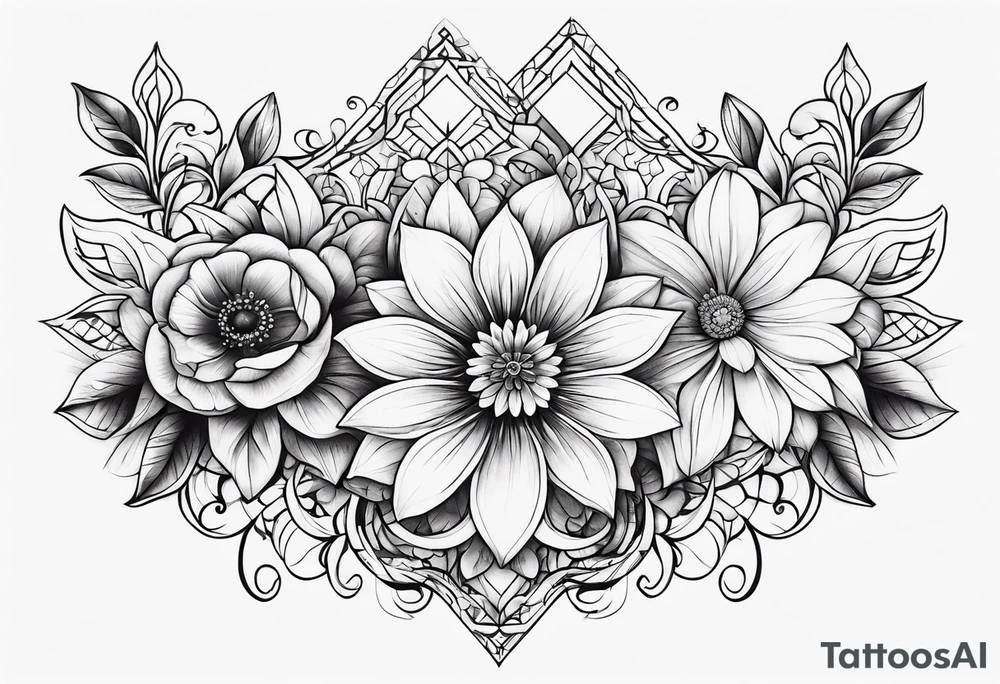 ornaments of flowers tattoo idea