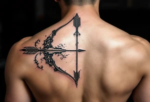 Bow and arrow arm with kompass but simple tattoo idea