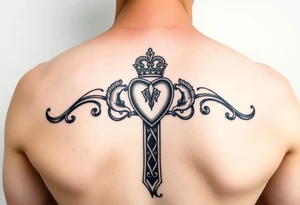 claddagh overlaid on a celtic cross tattoo idea