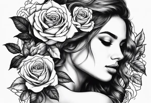Women fall into roses tattoo idea