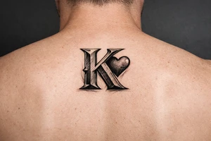 K with a heart behind ear tattoo idea