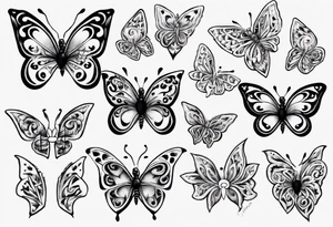 Butterfly with hearts, Layla Jones and 4ever and always designed in the wings tattoo idea