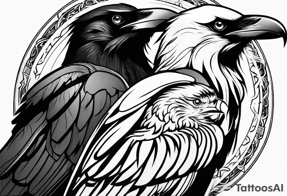 raven dad and osprey mother tattoo idea