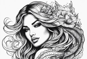 flowing mermaid tail tattoo idea