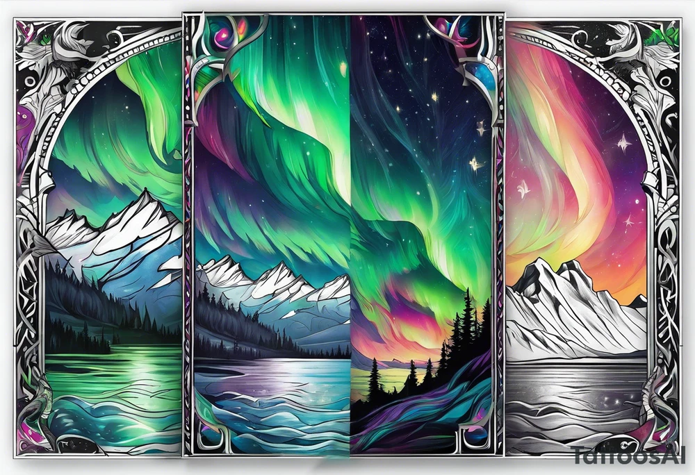 Northern lights with pennywise tattoo idea