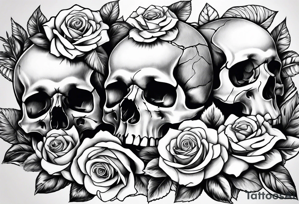 Skulls and roses tattoo idea