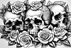 Skulls and roses tattoo idea