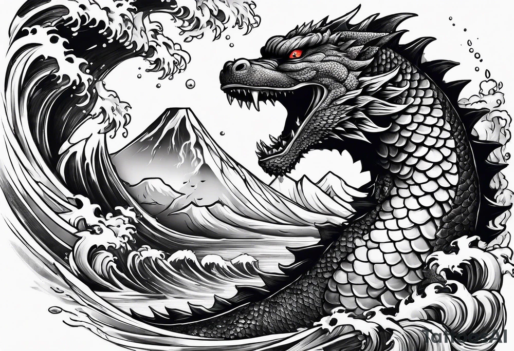 Godzilla and a Koi fish tattoo idea
