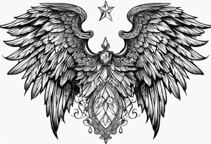 Diamond angel wings tattoo idea
