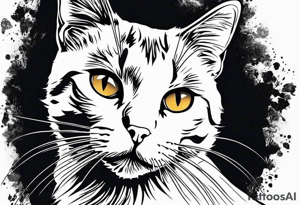 face of a cat, facing left, small tattoo idea