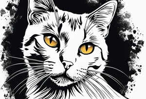 face of a cat, facing left, small tattoo idea