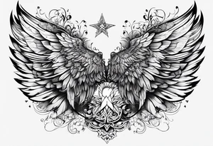 Wings with number 22 and + tattoo idea