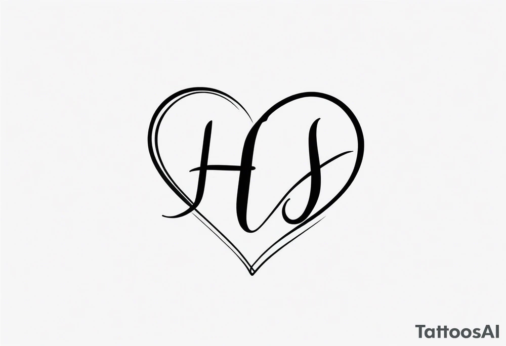 make a tattoo with the initials HJ in cursive with a heart tattoo idea
