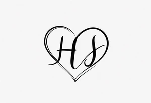 make a tattoo with the initials HJ in cursive with a heart tattoo idea