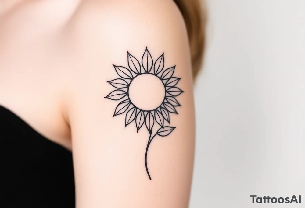 Sun with a stem like a sunflower tattoo idea