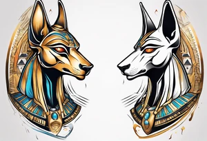 anubis and horus full arms tattoo idea